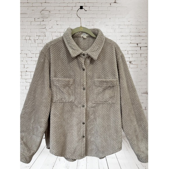 Anthropologie Dylan Sherpa Fleece Shacket XL Beige Oversized Cozy Teddy Jacket - Picture 1 of 5